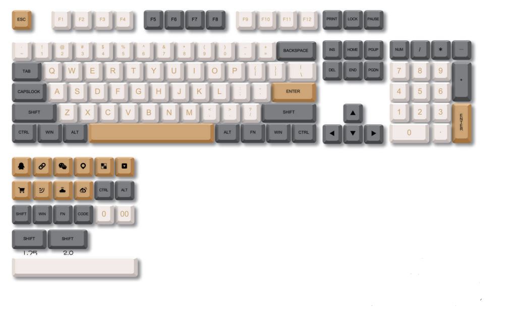 Keeblie Creame XDA Keycap Set - 128 Key - Dye Sublimated PBT