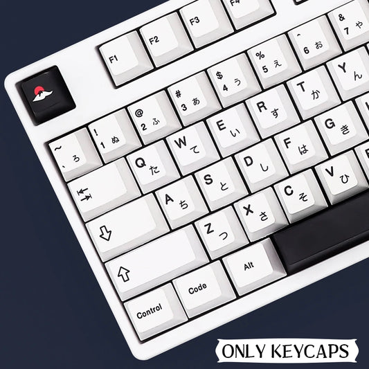 Minimalist Black White Japanese PBT Keycaps | Cherry Profile (140 Keys, 6U)