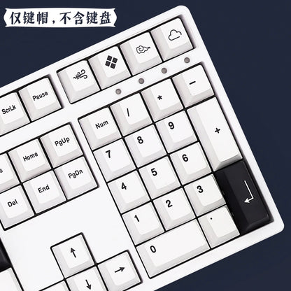 Minimalist Black White Japanese PBT Keycaps | Cherry Profile (140 Keys, 6U)