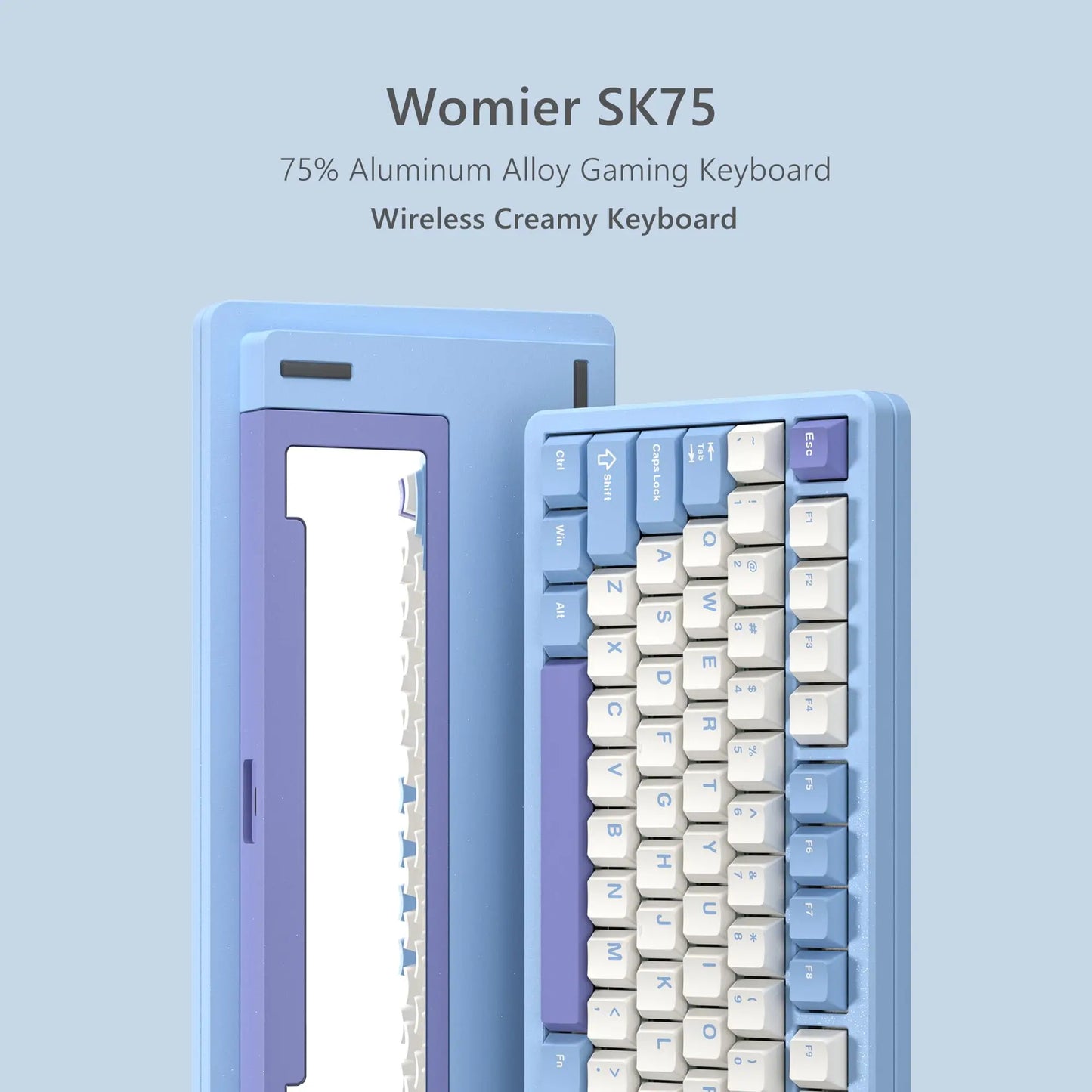 Womier SK75 75% Gaming Mechanical Keyboard - Tri-Mode, Aluminum Alloy Shell, Hot Swap, RGB Wireless, Gasket Mounted