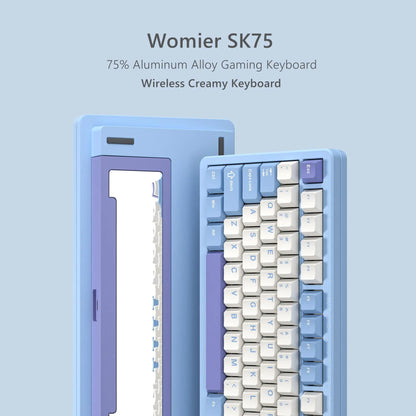 Womier SK75 75% Gaming Mechanical Keyboard - Tri-Mode, Aluminum Alloy Shell, Hot Swap, RGB Wireless, Gasket Mounted